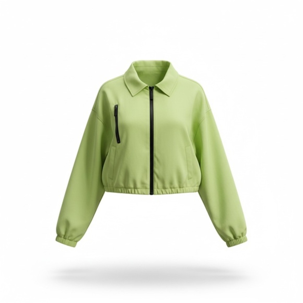 Forever 21 Lime Green Cropped Windbreaker – Women’s Large, Lightweight Jacket
